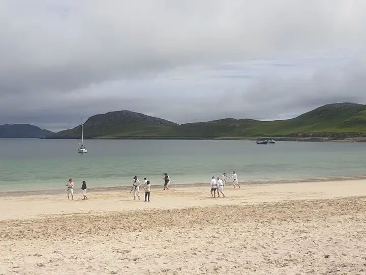 Pairs training at the edge of the sea on Islay